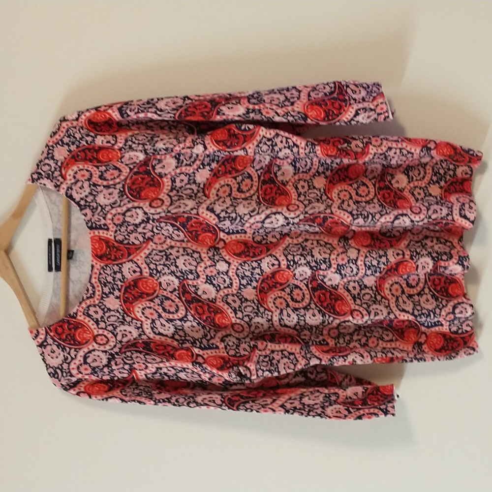 Lands' End Paisley Print Supima Cotton Sweater Womens 18  XLarge TALL